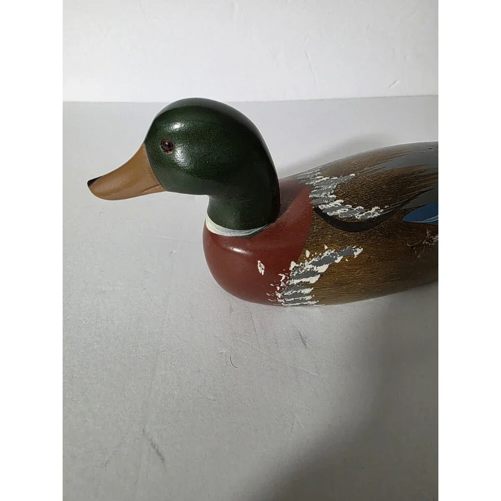 ​Vintage Hand-Carved Wooden Mallard Duck Decoy - 10
